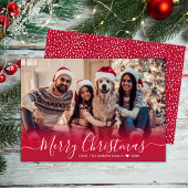 赤エレガントタイポグラフィスノーフレーク1写真クリスマス シーズンカード