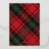 赤エレガントタータンチェッククリスマス数々の – 写真金ゴールド 箔シーズンカード (裏面)