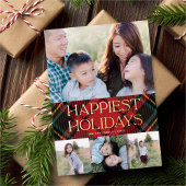 赤エレガントタータンチェッククリスマス数々の – 写真金ゴールド 箔シーズンカード