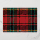 赤エレガントタータンチェッククリスマス非フォト金ゴールド 箔シーズンカード (裏面)