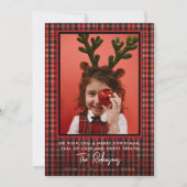 赤エレガントタータンチェックプレイドクリスマスカンパニー写真 シーズンカード (正面)