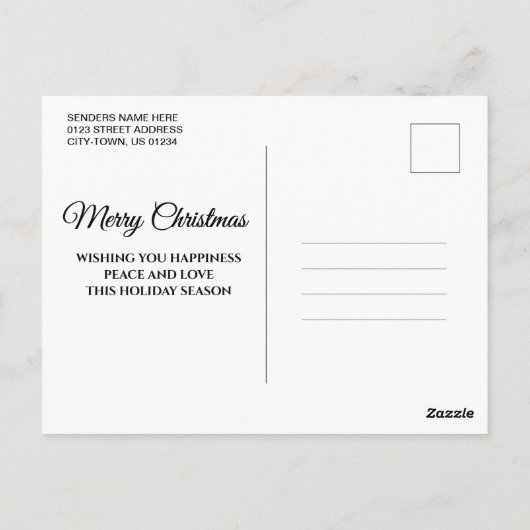 赤エレガントタータンチェックメリークリスマス家族の写真 ポストカード (裏面)