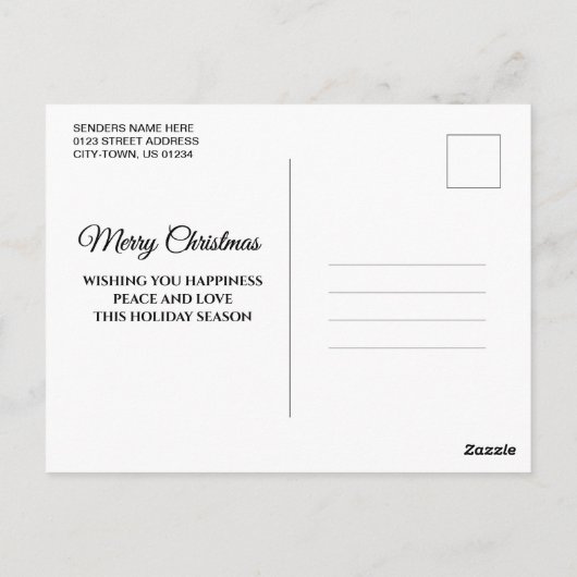 赤エレガントタータンチェックメリークリスマス家族の写真 ポストカード (裏面)