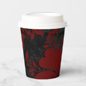 赤エレガントダマスクのクリスマスカスタムエレガント 紙コップ (正面)
