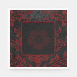 赤エレガントダマスククリスマスカスタム紙 スタンダードランチョンナプキン