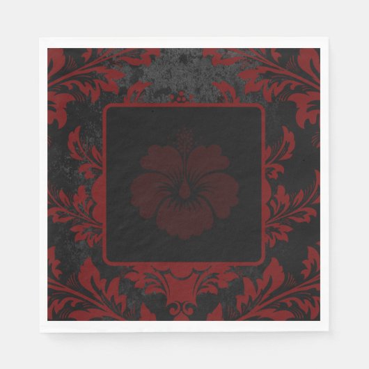 赤エレガントダマスククリスマスカスタム紙 スタンダードランチョンナプキン (正面)