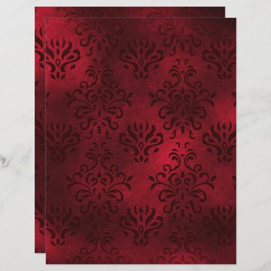 赤エレガントダマスクブックエフェメラ (正面/裏面)