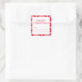 赤エレガントダマスクメリークリスマスギフトラベル スクエアシール (バッグ)