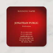 赤エレガントダマスク金ゴールド文字名モダンテンプレート スクエア名刺 (裏面)