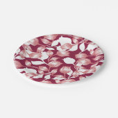 赤エレガントチューリップシルエットフローラルパターンII ペーパープレート (アングル)