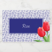 赤エレガントチューリップ春フローラブルー フードラベル (シングルラベル)