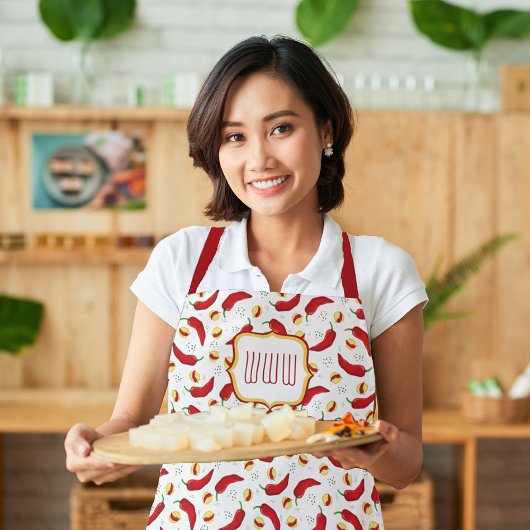 赤エレガントチリ模様 エプロン