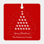 赤エレガントテキサス州クリスマスツリー メタルオーナメント (正面)