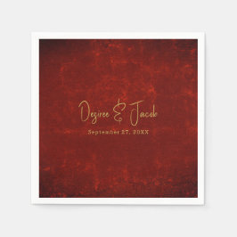 赤エレガントテクスチャ金ゴールド国のクリ素朴スマス スタンダードカクテルナプキン