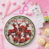 赤エレガントトナディアムース金ゴールド雪メリークリスマス ペーパープレート (パーティー)