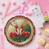 赤エレガントトナディアムース金ゴールド雪メリークリスマス ペーパープレート (パーティー)