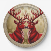赤エレガントトナディアムース金ゴールド雪メリークリスマス ペーパープレート (正面)