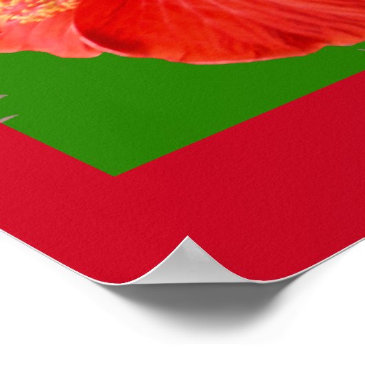 赤エレガントハイビスカスカスタム引用文庭師 ポスター (角)