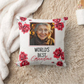 赤エレガントバラおばあちゃんの写真 クッション (ブランケット)