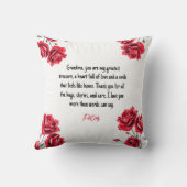 赤エレガントバラおばあちゃんの写真 クッション (裏面)