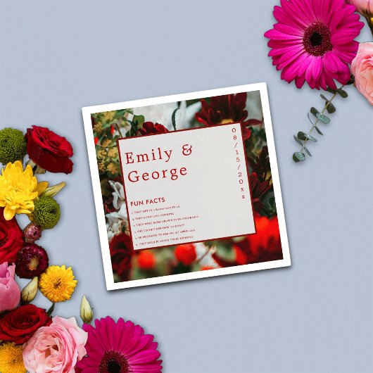 赤エレガントバラおもしろいファクト夏のフローラ結婚 スタンダードカクテルナプキン