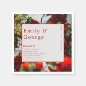 赤エレガントバラおもしろいファクト夏のフローラ結婚 スタンダードカクテルナプキン (正面)