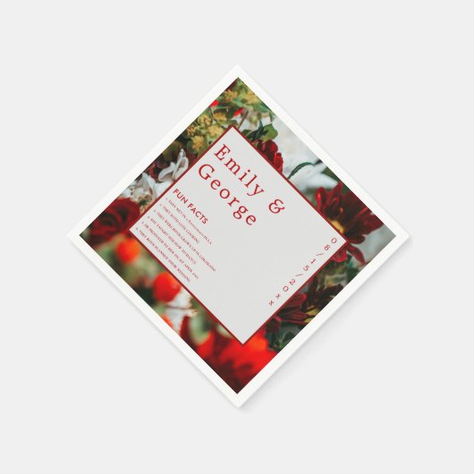 赤エレガントバラおもしろいファクト夏のフローラ結婚 スタンダードカクテルナプキン (角)