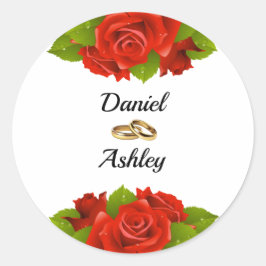 赤エレガントバラとリングや輪封筒用シール ラウンドシール