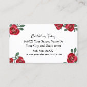 赤エレガントバラと金ゴールドグリッターオンホワイト 名刺 (裏面)