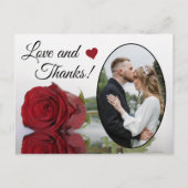 赤エレガントバラの結婚愛を反映して感謝している ポストカード (正面)