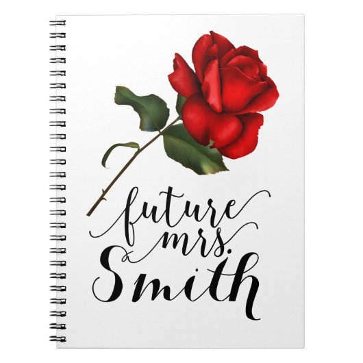 赤エレガントバラエレガントグラムフローラ未来ミセス ノートブック (正面)