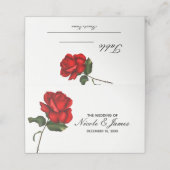 赤エレガントバラフローラの結婚テーブル番号 プレイスカード (外部開封)