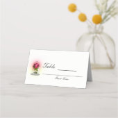 赤エレガントバラフローラの結婚テーブル番号 プレイスカード (裏面)