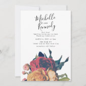 赤エレガントバラフローラ植物学ボホ結婚ズ 招待状 (正面)