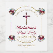 赤エレガントバラフローラ金ゴールド第1聖餐式 ワインラベル (シングルラベル)