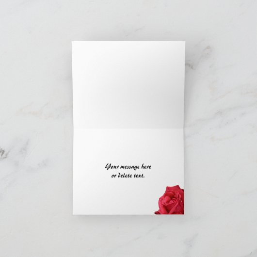赤エレガントバラ写真サンキューカード サンキューカード (内部)