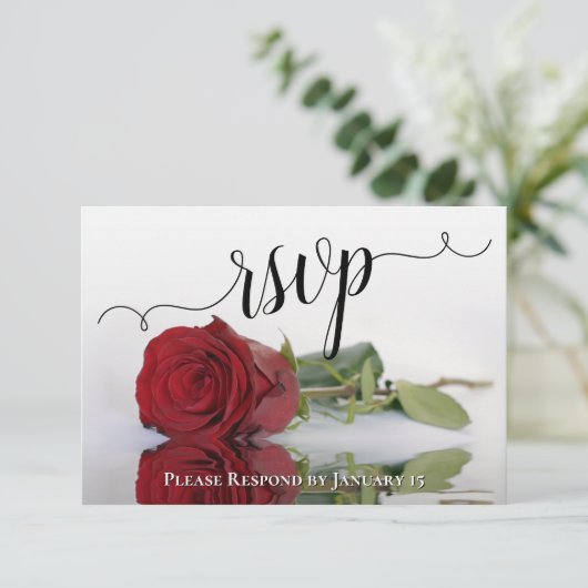 赤エレガントバラ反射結婚の 出欠カード (スタンド正面)