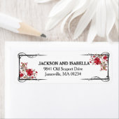 赤エレガントバラ結婚ズ差出人住所ラベル ラベル (インサイチュ)