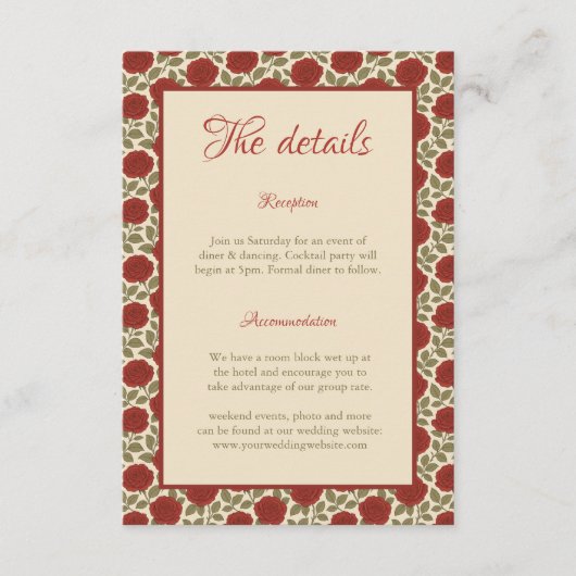 赤エレガントバラ結婚ズ詳細 エンクロージャーカード (正面)