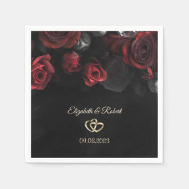 赤エレガントバラ結婚ズ スタンダードカクテルナプキン