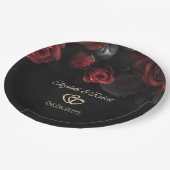 赤エレガントバラ結婚ズ ペーパープレート (アングル)