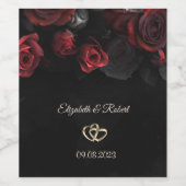 赤エレガントバラ結婚ズ ワインラベル (シングルラベル)