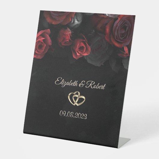赤エレガントバラ結婚ズ 台座サイン (正面)