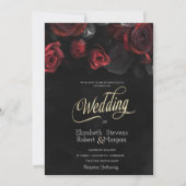 赤エレガントバラ結婚ズ 招待状 (正面)