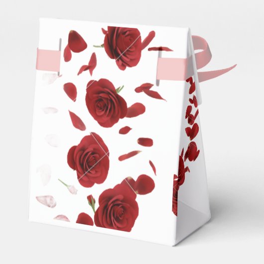 赤エレガントバラ結婚式の引き出物箱 フェイバーボックス (裏面サイド)