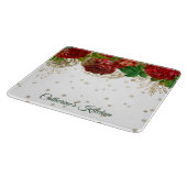 赤エレガントバラ縁どパーソナライズされた カッティングボード (角)