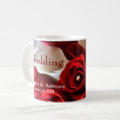 赤エレガントバラ花金ゴールドアクセント結婚 コーヒーマグカップ (正面左)