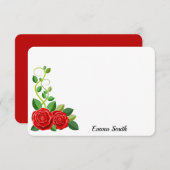 赤エレガントバラ花 ノートカード (正面/裏面)
