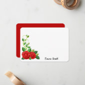 赤エレガントバラ花 ノートカード (正面/裏面インサイチュ)