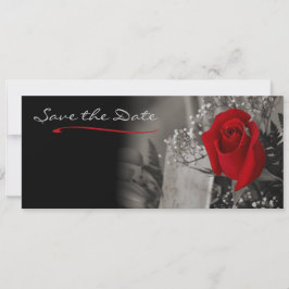 赤エレガントバラ黒白Save the Date セーブザデート